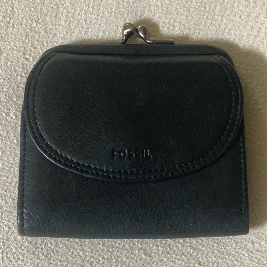 Fossil Black Leather Kisslock Wallet